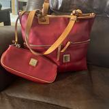 Dooney & Bourke Bags | Euc Dooney & Bourke Red Leather Shoulder/Tote Handbag With Matching Coin Purse | Color: Red/Tan | Size: Os