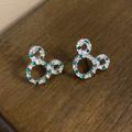 Disney Jewelry | Disney Parks Mickey Mouse Earrings Green Silver Crystal Vintage | Color: Green/Silver | Size: Os