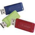 Verbatim 32GB Store n Go USB Flash Drive Pack - 32 GB - USB 2.0 Type A - Blue Green Red - 3 / Pack