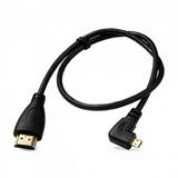 CY Left Angled 90 Degree Micro HDMI to HDMI Male HDTV Cable for Cell Phone Tablet Camera