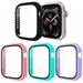 [4 Pack] Exclusives Compatible with Apple Watch 42mm Case Full Coverage Bumper Protective Case with Screen Protector for Men Women iWatch Series 3/2/1 Black Pink Lavender Turquoise