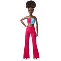 Barbie Signature Looks Puppe, Schwarze natürlichem schwarzen Haar, Colourblock Outfit, Crop Top, Flared Pants, Hot Pink Outfit, Fashion Sammelfigur, inkl Puppe,HJW81