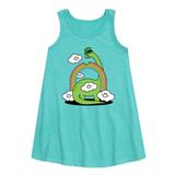 Instant Message - St. Patrick s Day - Dinosuar Eating a Rainbow with a Leprechaun s Hat - Toddler and Youth Girls A-line Dress