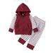 ZHAGHMIN 3T Onesies Boy Toddler Baby Girls Autumn Striped Pullover Long Sleeve Pants Hooded Hoodie Sweatshirt Set Outfits Clothes Baby Boy Bundles Set Baby Boys Stuff Boys Clothes New Born Clothes F