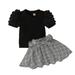 ZHAGHMIN Crop Tank Top For Girls Toddler Girls Short Sleeve Ribbed T Shirt Tops Plaid Skirt Outfits Baby Girl Set Clothes Teens Clothes For Girls Fall Ruffle Baby Girl Clothes Baby Girl Bodysuit Set