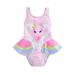 Kid Girls Swimsuit Baby Sleeveless Round Neck Swan Print Summer Beach Ruffle Bodysuit Swimwear