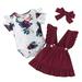 ZHAGHMIN Cute Girls Clothes 10-12 Years Old Girls Clothes Short Sleeve Floral Ruffle Romper Tops Suspender Skirt Set Little Girl Overall Dress 018 Months Cute New Born Outfits Baby Receiving Blanket
