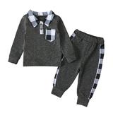 ZHAGHMIN 3 Month Baby Boy Clothes Toddler Boys Winter Long Sleeve White Plaid Prints Tops Pants 2Pcs Outfits Clothes Set For Babys Clothes Toddler Boy Outfit Baby Boy Clothes Vintage Baby Boy 3 Piec