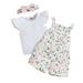 ZHAGHMIN Girls Short Set Girls Fly Sleeve Ribbed Tops T Shirt Floral Prints Suspenders Shorts Headbands Outfits Squiggles Baby Clothes Easter Outfit 4T Baby Girl Little Girl Outfits Size 7/