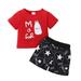 ZHAGHMIN Baby Sets For Boys Baby Boys Girls Short Sleeve Letter T Shirt Tops Cartoon Print Shorts Pants Outfit Set 2Pcs Outfit For Toddler Girls 4T Jogging Pants Set Baby Boy Suit Short Boy Fall Fas