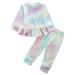 ZHAGHMIN Preppy Outfits Kids Toddler Baby Girls Autumn Winter Colorful Ruffle Cotton Long Sleeve Pants Set Clothes My First Labor Day Cute Girls Clothes For Teens Simple Cute Outfits Baby Womens Clo