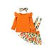 Bowanadacles Baby Girl Halloween Outfit T-Shirt Pumpkin Suspender Tutu Skirt 3Pcs Set