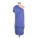 Moda International Cocktail Dress - Mini One Shoulder Sleeveless: Purple Print Dresses - Women's Size X-Small