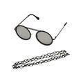 Sonnenbrille URBAN CLASSICS "Urban Classics Unisex 104 Chain Sunglasses" Gr. one size, schwarz (silver mirror, black) Damen Brillen Accessoires