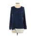 Simply Vera Vera Wang Pullover Sweater: Blue Color Block Tops - Women's Size X-Small