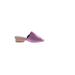 Donald J Pliner Mule/Clog: Slip On Stacked Heel Casual Purple Print Shoes - Women's Size 6 1/2 - Open Toe
