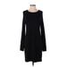 Lou & Grey Casual Dress - Sheath Crew Neck Long sleeves: Black Print Dresses - Women's Size Small