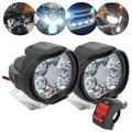 Lieonvis 10W DC 9V-15V LED Motorcycle Headlight Waterproof 6 Round LED High Beam LED Headlights Spot Light with Reflector and Switch for Motorcycles ATVs SUVs and Scooters