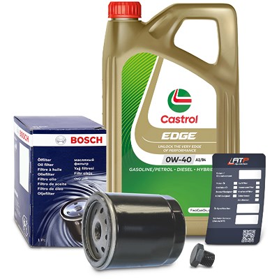 Bosch Ölfilter+Schraube+5 L Castrol 0W-40 [Hersteller-Nr. 10490759] für Saab, Opel, Vauxhall, Daewoo