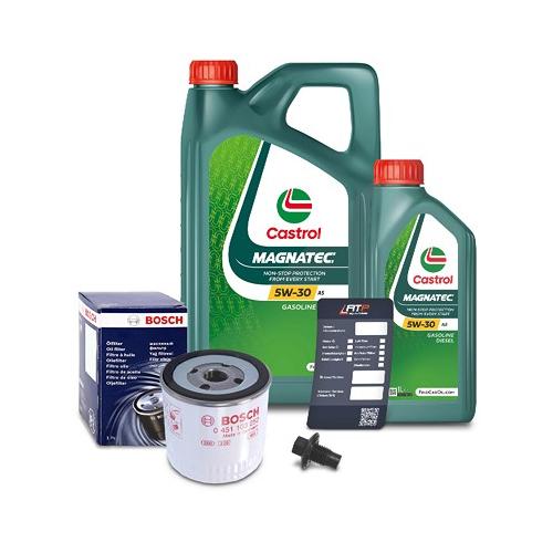 Bosch Ölfilter+Schraube+6 L Castrol Magnatec 5W-30 A5 für Ford