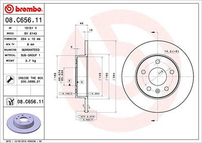 Brembo Bremsscheibe [Hersteller-Nr. 08.C656.11] für Opel, Vauxhall Image