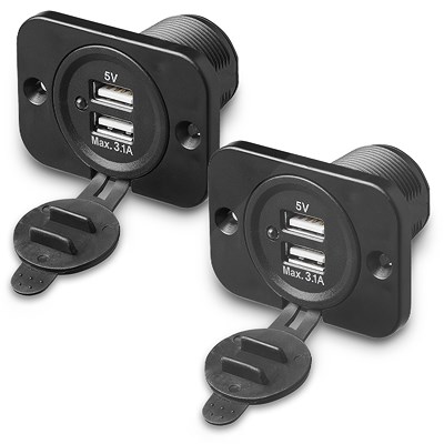Proplus 2x USB Doppel-Einbausteckdose 3100mA 12V/24V [Hersteller-Nr. 450416] Image