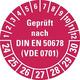 Dreifke® Prüfplakette geprüft nach DIN EN 50678(VDE 0701) 24-30, rot, Dokumentenfolie, Ø 30mm, 500/Rolle