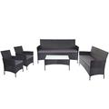 Mendler 3-2-1-1 Poly-Rattan Garten-Garnitur Halden, Lounge-Set Sitzgruppe Sofa ~ anthrazit, Kissen anthrazit