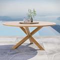 Modway Wellspring 63 Outdoor Patio Teak Wood Dining Table in Natural