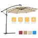 FreshTop 10 FT Solar LED Patio Outdoor Umbrella Hanging Cantilever Umbrella Offset Umbrella Easy Open Adustment with 24 LED Lights Tan