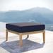 Modway Clearwater Outdoor Patio Teak Wood Ottoman in Gray Navy