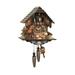 Quartz Cuckoo Clock with Musik Black Forest house with moving wood chopper and mill wheel EN 463 QMT