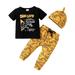 NZRVAWS Baby Boys Outfits 6 Months Baby Boys Dinosaur Print 9 Months Baby Boys Top Pants Hat 3Pcs Fall Clothes Set Black