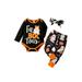 Sunisery Newborn Baby Girl Boy Halloween Outfits Long Sleeve Pumpkin Ghost Print Romper Pants Headband 3Pcs Clothes Black 9-12 Months