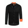 Langarmhemd RUSTY NEAL, Herren, Gr. M, EURO-Größen, orange (schwarz, orange), 60% Baumwolle, 37% Polyester, 3% Elasthan, mehrfarbig, casual, ohne Ausschnitt, Langarm, Hemden, bestehend aus Hemd, Weste und Krawatte