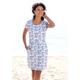 Jerseykleid BEACHTIME Gr. 34, N-Gr, blau (blau, creme, bedruckt) Damen Kleider Strandkleider mit Blumenmuster und Taschen, Sommerkleid aus Baumwoll-Mix Bestseller