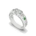 Vintage Celtic Engagement Ring for Women Her, 1ct Round-Cut Moissanite with Created Emerald Green Wedding Ring for Mom Wife Girlfriend (Sterling Silver)