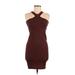 Shein Casual Dress - Bodycon Halter Sleeveless: Brown Print Dresses - Women's Size 4