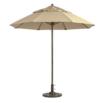 Grosfillex 98820331 9 ft Round Top Windmaster Umbrella - Khaki Fabric, Aluminum Pole, Fiberglass Ribs, Beige