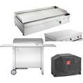 Plancha électrique en inox chef 80 cm avec chariot fermé + couvercle +