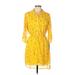 Non Stop Casual Dress - Shirtdress: Yellow Dresses - New - Women's Size Large