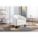 Barrel Accent Chair with Arms Faux Leather Club Chairs Side Chairs Upholstered Tub Chair for Living Room Bedroom, White PU