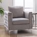 Velvet Accent Club Chair, Upholstered Tufted Button Single Sofa Chair, with Silver Metal Legs, Modern Armchair for Living Room