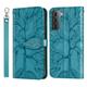 Samsung Galaxy S23 Case Samsung S23 Wallet Case Magnetic Closure Embossed Tree Premium PU Leather [Kickstand] [Card Slots] [Wrist Strap] Phone Cover for Samsung S23 Blue