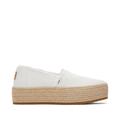 TOMS Women's White Valencia Canvas Platform Espadrille Slip-On Shoes, Size 9.5