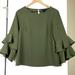 J. Crew Tops | J Crew Lana Tiered Bell Sleeve Top | Color: Green | Size: 2