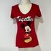 Disney Tops | Disney Top Sz M Red Together Mickey Mouse Tshirt Short Sleeve V-Neck | Color: Red | Size: M