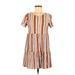 Forever 21 Casual Dress - A-Line Scoop Neck Short sleeves: Orange Print Dresses - Women's Size Small