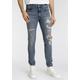 Skinny-fit-Jeans LEVI'S "Skinny Taper" Gr. 34, Länge 34, blau (medium indigo destructed) Herren Jeans Skinny-Jeans