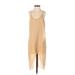 B.L.Q. Casual Dress - Mini Scoop Neck Sleeveless: Tan Color Block Dresses - Women's Size 0